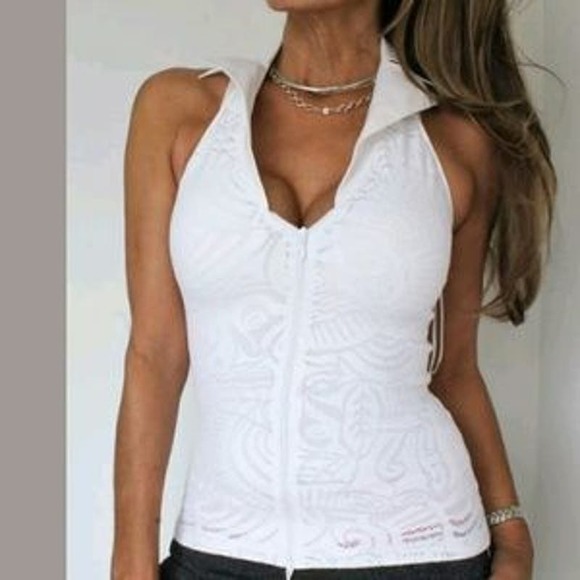 ANNE FONTAINE Lindsey Lace Halter Top - Picture 1 of 7